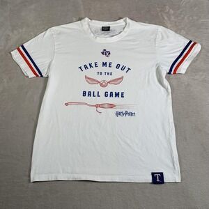 Texas Rangers Shirt Adult Large‎ White MLB Baseball Harry Potter Take Me Out Tee